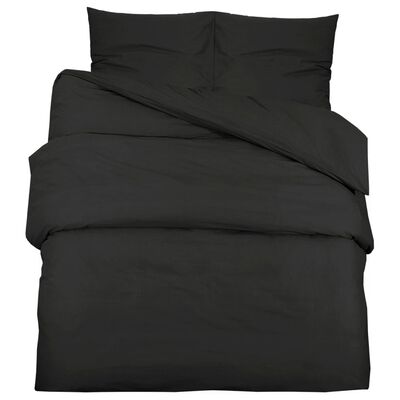 vidaXL Duvet Cover Set Black 240x220 cm Cotton