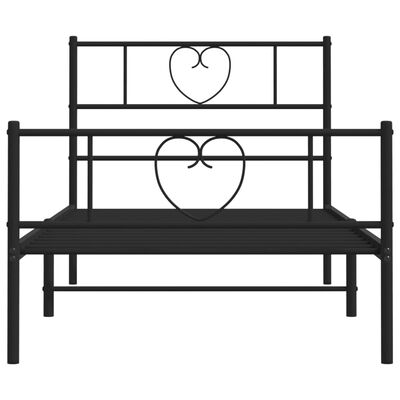 vidaXL Metal Bed Frame without Mattress with Footboard Black 90x190 cm Single