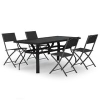 vidaXL 5 Piece Garden Dining Set Grey and Black