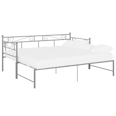 vidaXL Pull-out Sofa Bed Frame without Mattress Grey Metal 90x200 cm