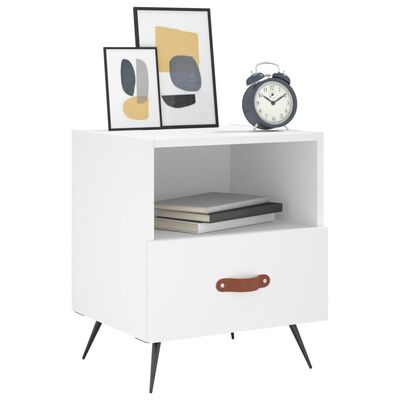 vidaXL Bedside Cabinet White 40x35x47.5 cm Engineered Wood