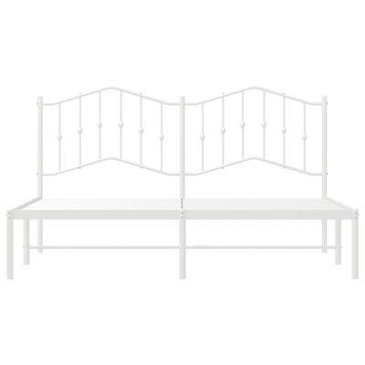 vidaXL Metal Bed Frame without Mattress with Headboard White 183x213 cm