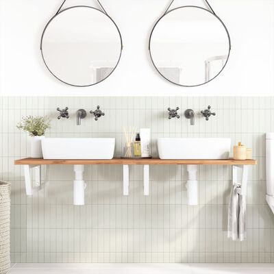 vidaXL Shelf Brackets for Washbasin 2 pcs White Trapezium Steel