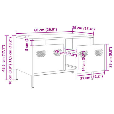 vidaXL TV Cabinet Anthracite 68x39x43.5 cm Cold-rolled Steel