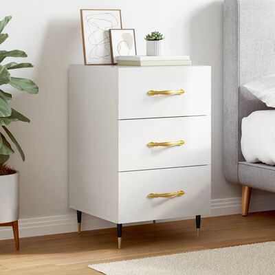 vidaXL Bedside Cabinet High Gloss White 40x40x66 cm Engineered Wood