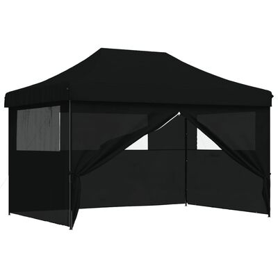 vidaXL Foldable Party Tent Pop-Up with 4 Sidewalls Black