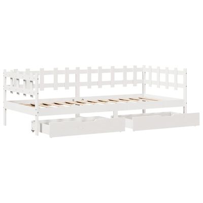 vidaXL Daybed with Drawers without Mattress White 90x200 cm Solid Wood