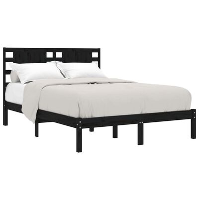 vidaXL Bed Frame without Mattress Black 120x190 cm Small Double Solid Wood