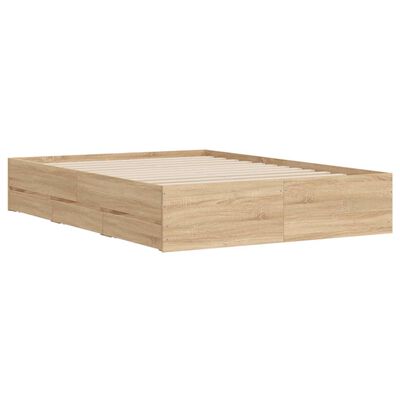 vidaXL Bed Frame with Drawers without Mattress Sonoma Oak 135x190 cm Double