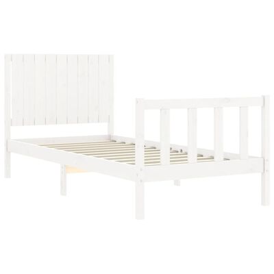 vidaXL Bed Frame with Headboard White 90x200 cm Solid Wood
