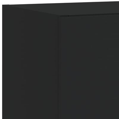 vidaXL TV Wall Cabinet with LED Lights Black 40.5x35x80 cm