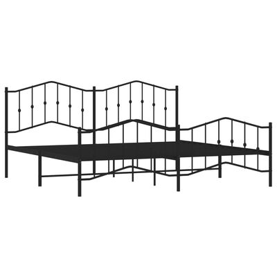 vidaXL Metal Bed Frame without Mattress with Footboard Black 193x203 cm