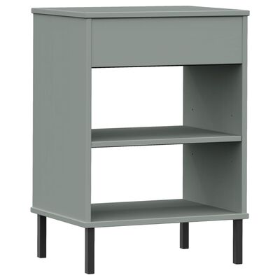 vidaXL Console Cabinet with Metal Legs Grey Solid Wood Pine OSLO