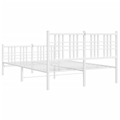 vidaXL Metal Bed Frame without Mattress with Footboard White 120x190 cm Small Double