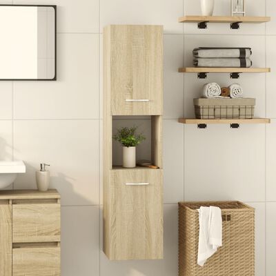 vidaXL Bathroom Cabinet Sonoma Oak 30x30x130 cm Engineered Wood