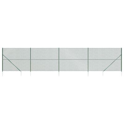 vidaXL Chain Link Fence with Spike Anchors Green 2x10 m