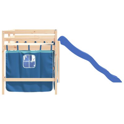 vidaXL Kids' Loft Bed with Curtains without Mattress Blue 90x190 cm Single