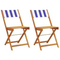 vidaXL Bistro Chairs 2 pcs Blue and White Solid Wood Acacia and Fabric