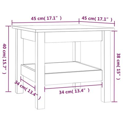 vidaXL Coffee Table White 45x45x40 cm Solid Wood Pine