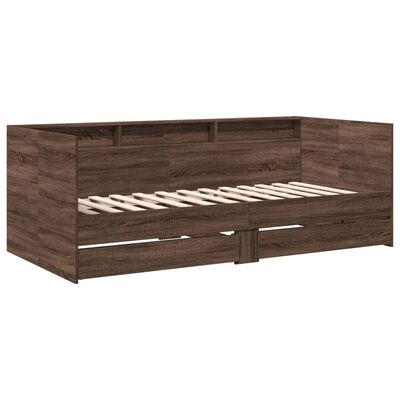 vidaXL Daybed with Drawers without Mattress Brown Oak 75x190 cm Small Single