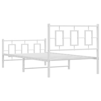 vidaXL Metal Bed Frame without Mattress with Footboard White 100x200 cm