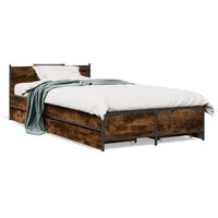 vidaXL Bed Frame with Drawers without Mattress Smoked Oak 75x190 cm Small Single