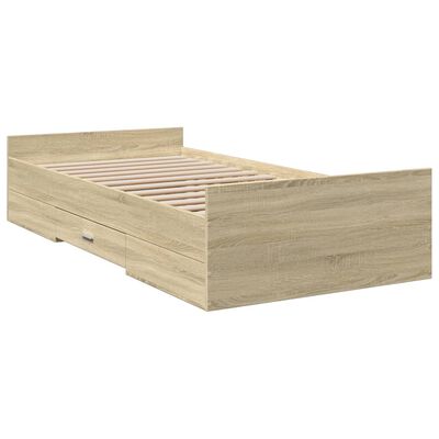 vidaXL Bed Frame with Drawers without Mattress Sonoma Oak 90x190 cm Single