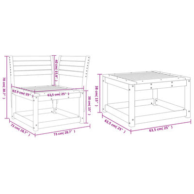 vidaXL 3 Piece Garden Sofa Set Solid Wood Pine