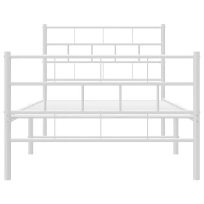 vidaXL Metal Bed Frame without Mattress with Footboard White 75x190 cm Small Single