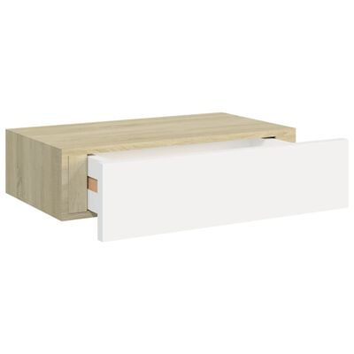 vidaXL Wall Drawer Shelves 2 pcs Oak and White 40x23.5x10cm MDF