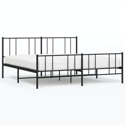 vidaXL Metal Bed Frame without Mattress with Footboard Black 183x213 cm