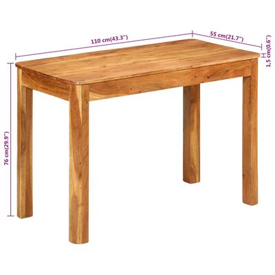 vidaXL Dining Table 110x55x76 cm Solid Wood Acacia