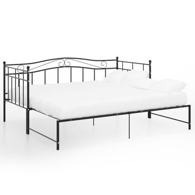 vidaXL Pull-out Sofa Bed Frame without Mattress Black Metal 90x200 cm