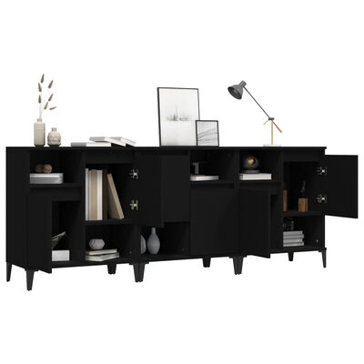 vidaXL Sideboards 3 pcs Black 60x35x70 cm Engineered Wood