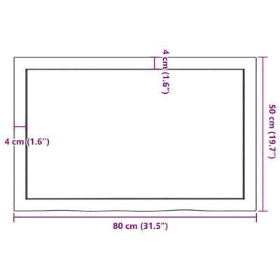 vidaXL Bathroom Countertop 80x50x(2-4) cm Untreated Solid Wood