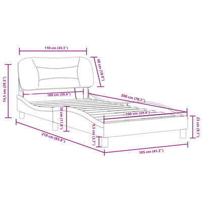 vidaXL Bed Frame with LED without Mattress Black and White 100x200 cm