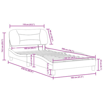 vidaXL Bed Frame with LED without Mattress Cappuccino 100x200 cm