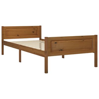 vidaXL Bed Frame without Mattress Solid Pinewood Honey Brown 100x200 cm