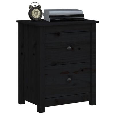 vidaXL Bedside Cabinets 2 pcs Black 50x35x61.5 cm Solid Wood Pine