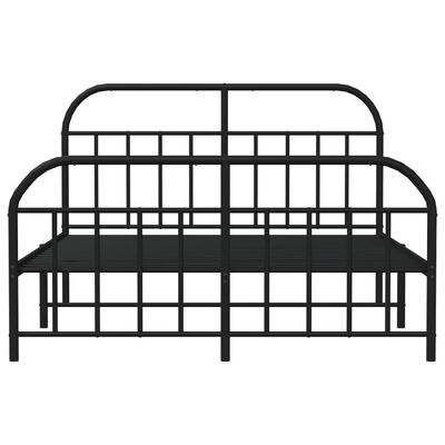 vidaXL Metal Bed Frame without Mattress with Footboard Black 180x200 cm Super King