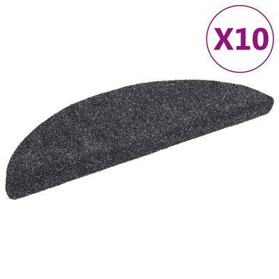 vidaXL Self-adhesive Stair Mats 10 pcs Dark Grey 56x17x3 cm Needle Punch