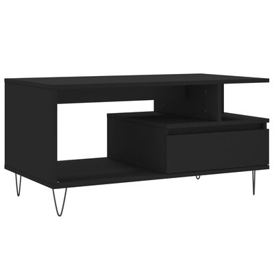 vidaXL Coffee Table Black 90x49x45 cm Engineered Wood