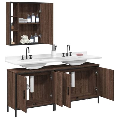 vidaXL 3 Piece Bathroom Cabinet Set Brown Oak Engineered Wood