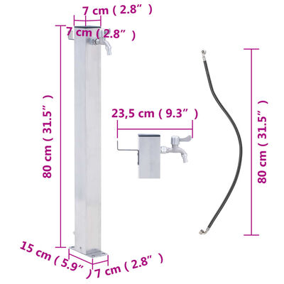 vidaXL Garden Water Column 80 cm Stainless Steel Square