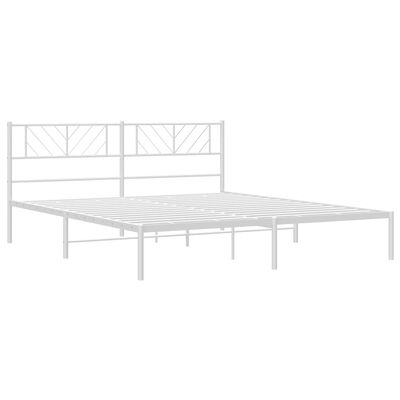 vidaXL Metal Bed Frame without Mattress with Headboard White 200x200 cm