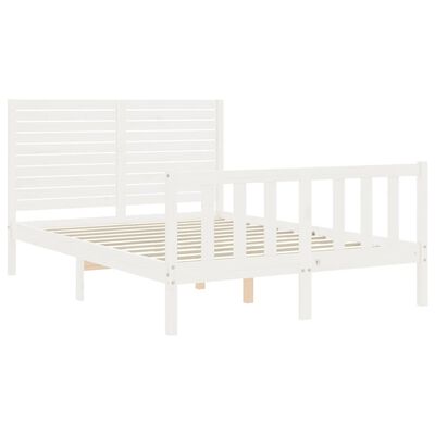 vidaXL Bed Frame without Mattress White Double Solid Wood Pine