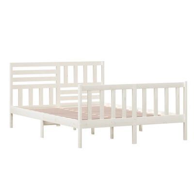 vidaXL Bed Frame without Mattress White Solid Wood 140x200 cm (810083+814145)