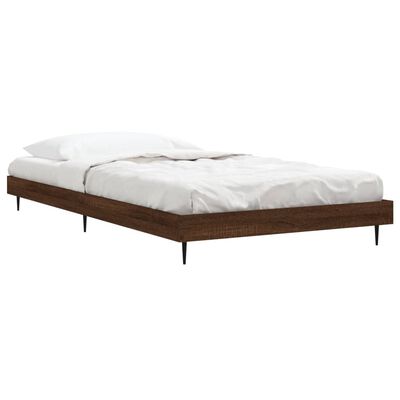 vidaXL Bed Frame without Mattress Brown Oak 90x190 cm Single Engineered Wood