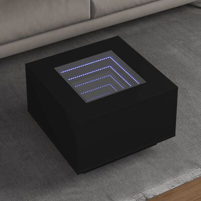 vidaXL Coffee Table with LED Black 60x60x40 cm Engineered Wood