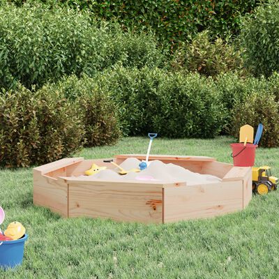 vidaXL Sandbox with Seats Octagon Solid Wood Pine